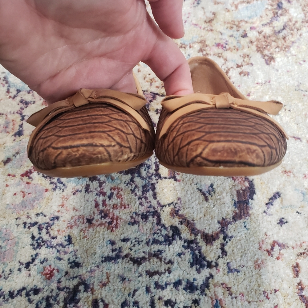 Born Tan Textured Pointed-Toe Ballet Flats with Knot Bow - Picture 2 of 9
